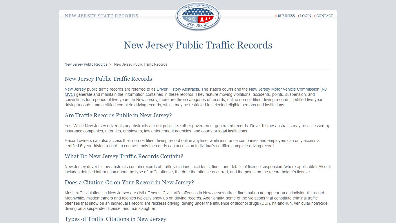 New Jersey Public Traffic Records | StateRecords.org