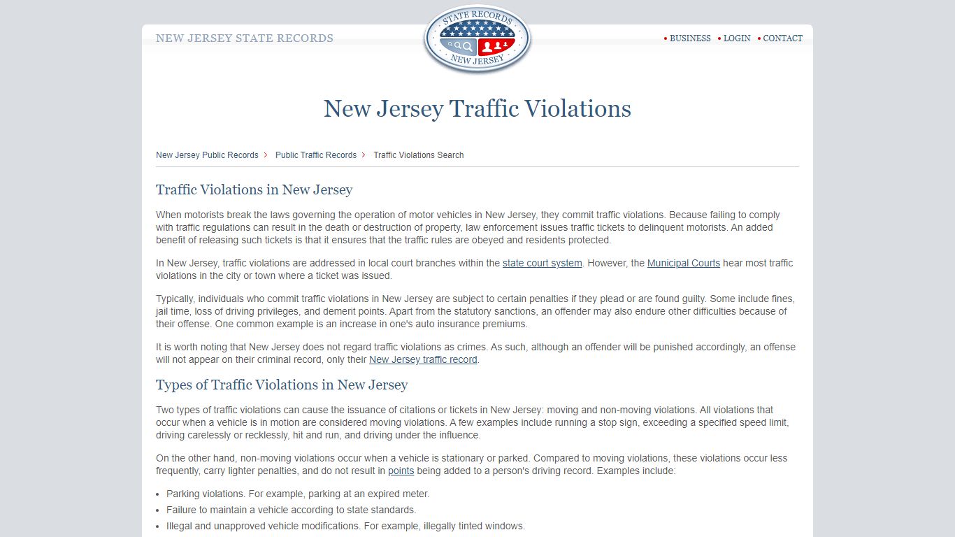 New Jersey Traffic Violations | StateRecords.org